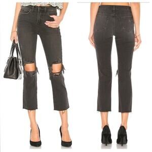 L’Agence Audrina Straight High Rise Jeans black ripped knee Sz 26